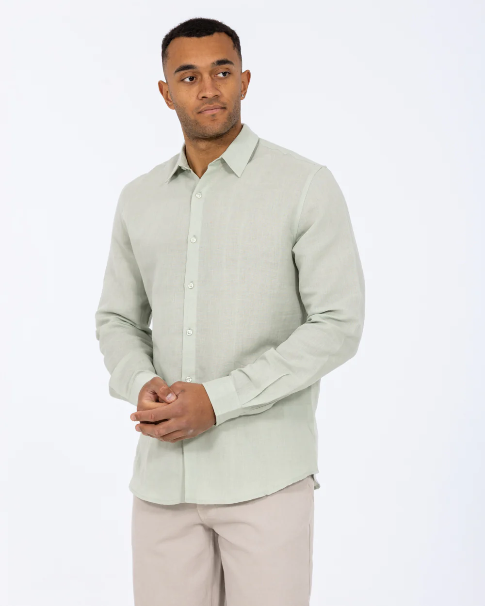 2t Tall Long Sleeve Linen Blend Shirt (sage) - Image 7