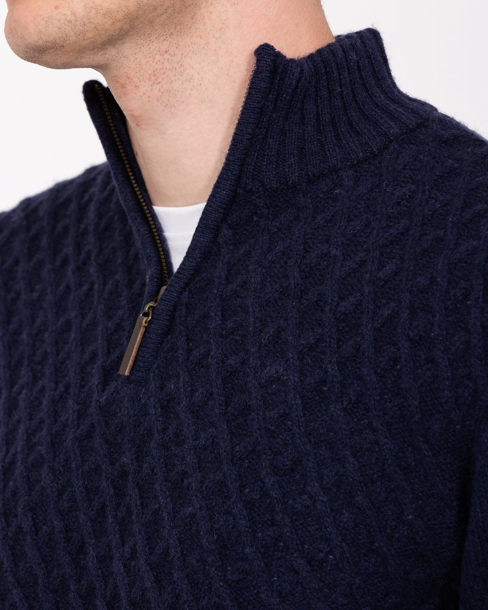 2t Tall Quarter Zip Cable Knit Jumper (navy) - Image 3