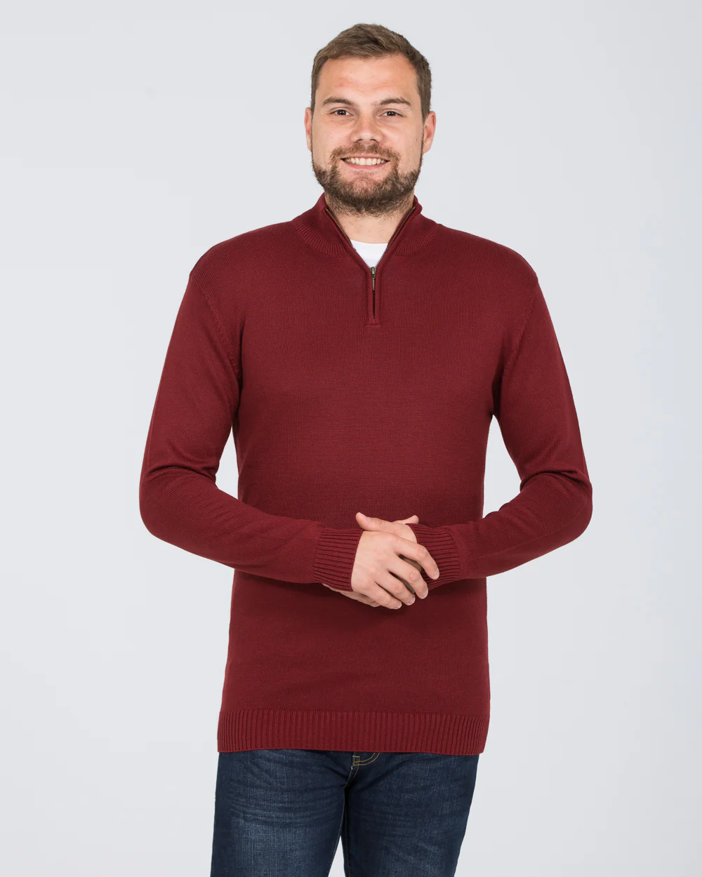 2t Tall Seawool Quarter Zip Jumper (wine) - Image 3