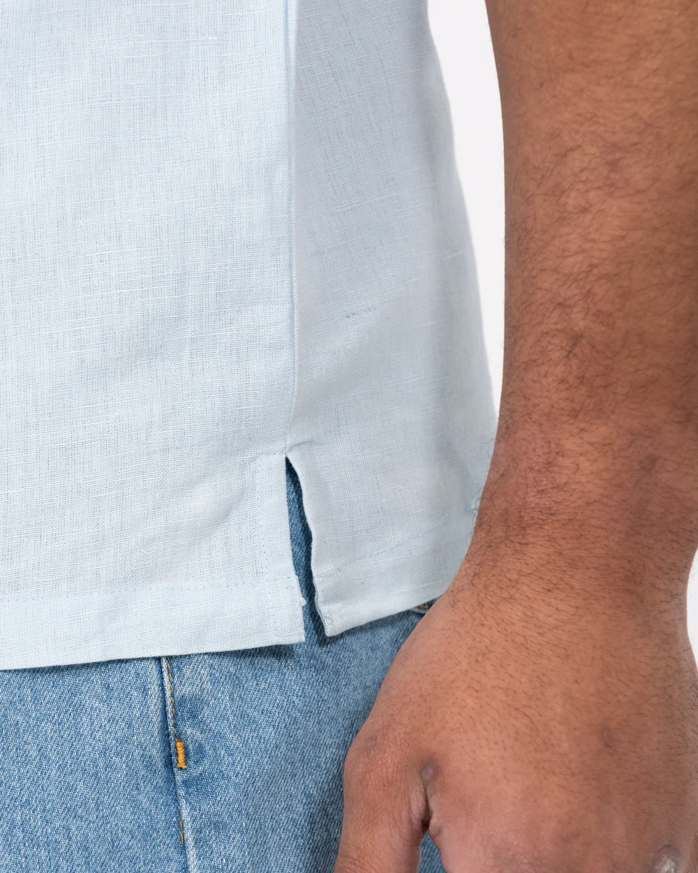 2t Tall Short Sleeve Linen Blend Shirt (pale blue) - Image 5