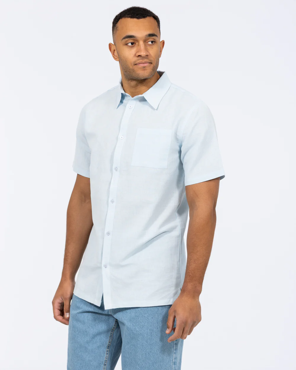 2t Tall Short Sleeve Linen Blend Shirt (pale blue) - Image 6