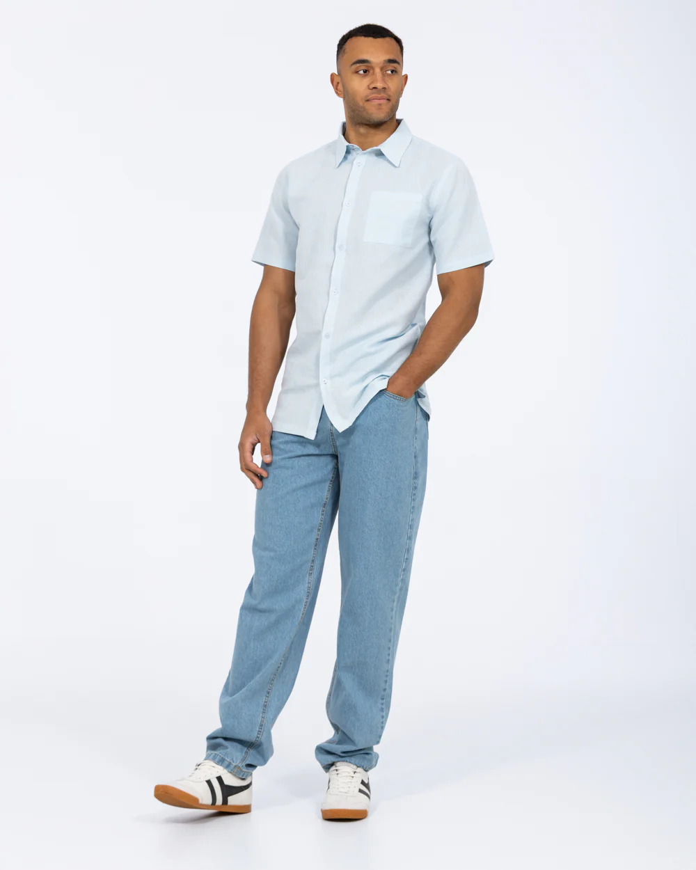 2t Tall Short Sleeve Linen Blend Shirt (pale blue) - Image 7