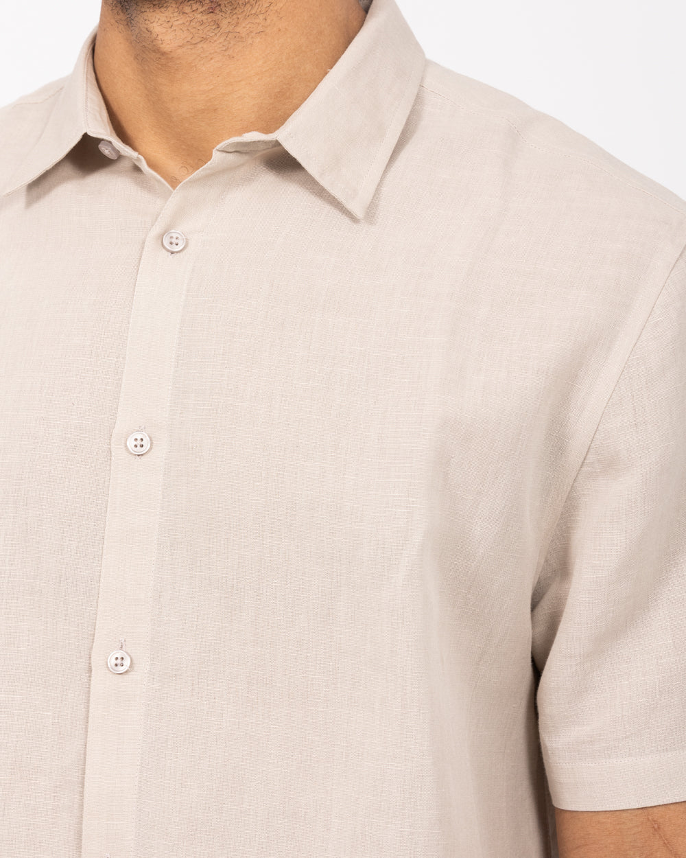 2t Tall Short Sleeve Linen Blend Shirt (stone) - Image 3