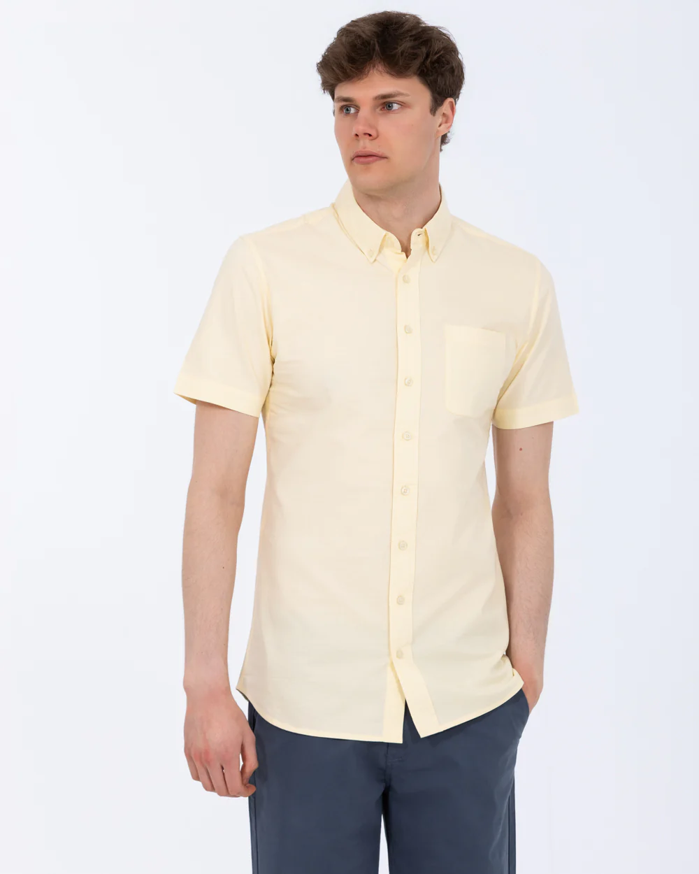 2t Tall Short Sleeve Oxford Slim Fit Shirt (yellow) - Image 4