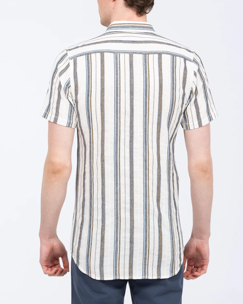 2t Tall Short Sleeve Shirt (ecru stripe) - Image 2