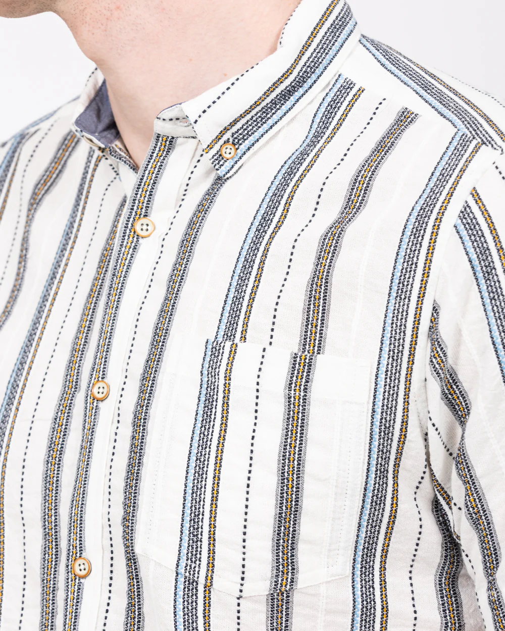 2t Tall Short Sleeve Shirt (ecru stripe) - Image 3