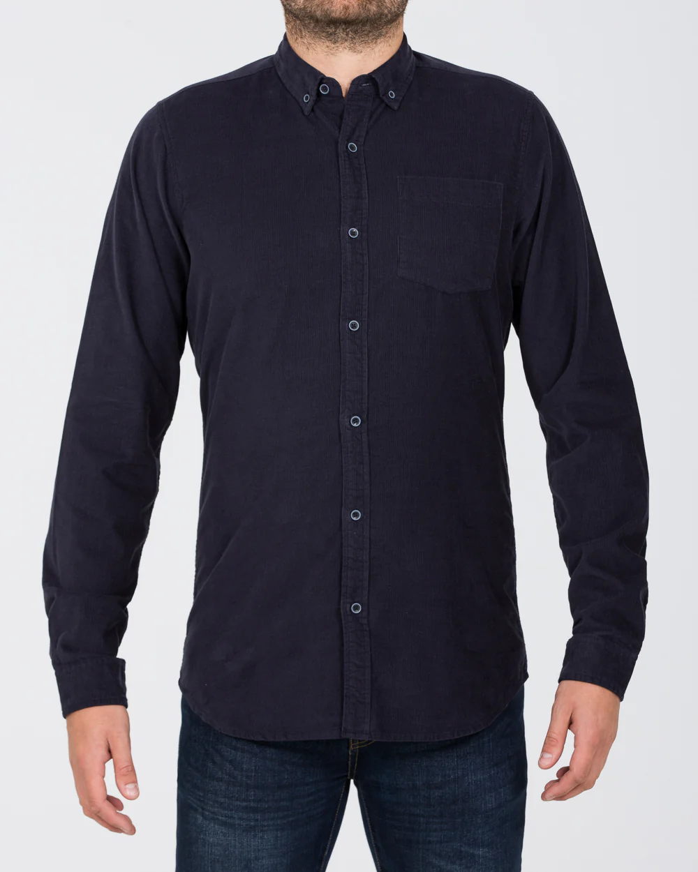 2t Tall Slim Fit Long Sleeve Corduroy Shirt (navy)