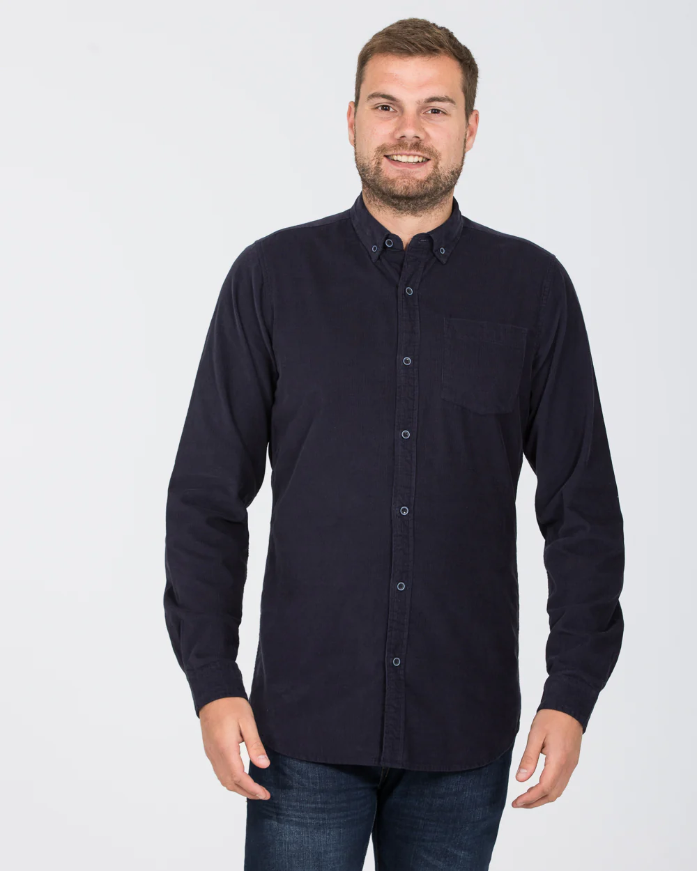2t Tall Slim Fit Long Sleeve Corduroy Shirt (navy) - Image 4