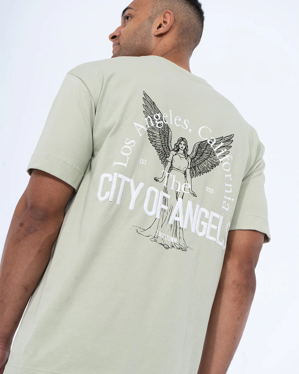 2t Teddy Tall Printed Embroidered Oversized T-Shirt (sage) - Image 5
