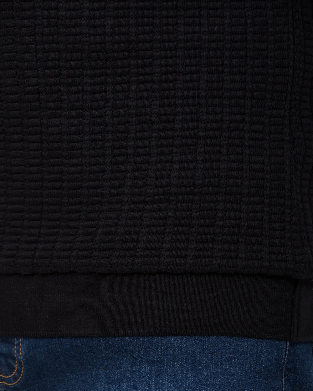 2t Vincent Tall Jacquard Open Collar Polo Shirt (black) - Image 4