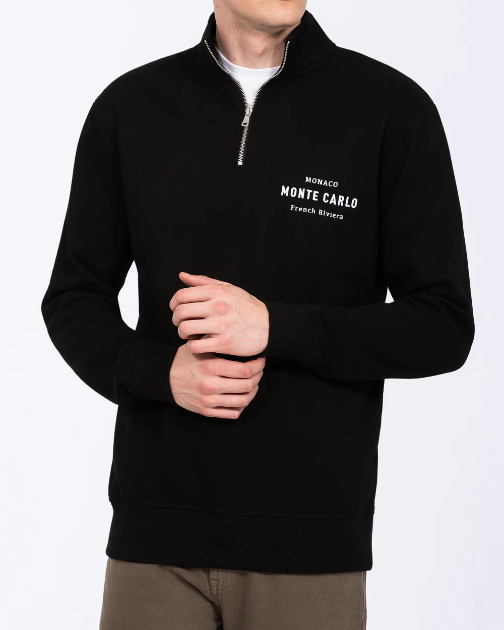 2t Wyatt Tall Quarter Zip Embroidered Sweatshirt (black) - Image 2