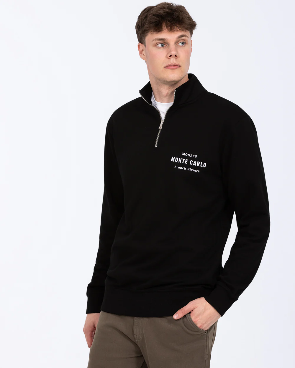 2t Wyatt Tall Quarter Zip Embroidered Sweatshirt (black) - Image 6