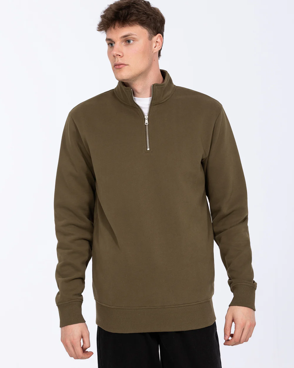 2t Wyatt Tall Quarter Zip Sweatshirt (olive) - Image 5