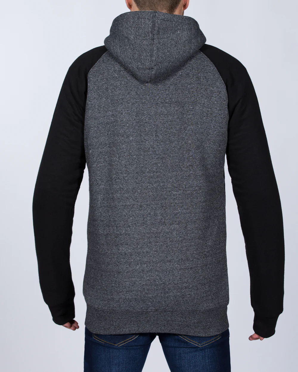 2t Zip Up Raglan Tall Sherpa Hoodie (grey/black) - Image 2