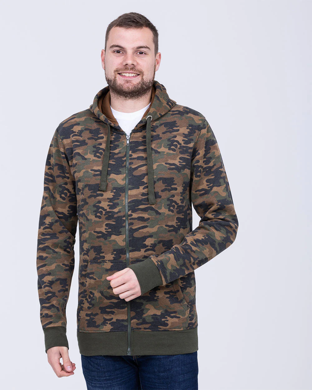 2t Zip Up Tall Camo Hoodie (khaki) - Image 4