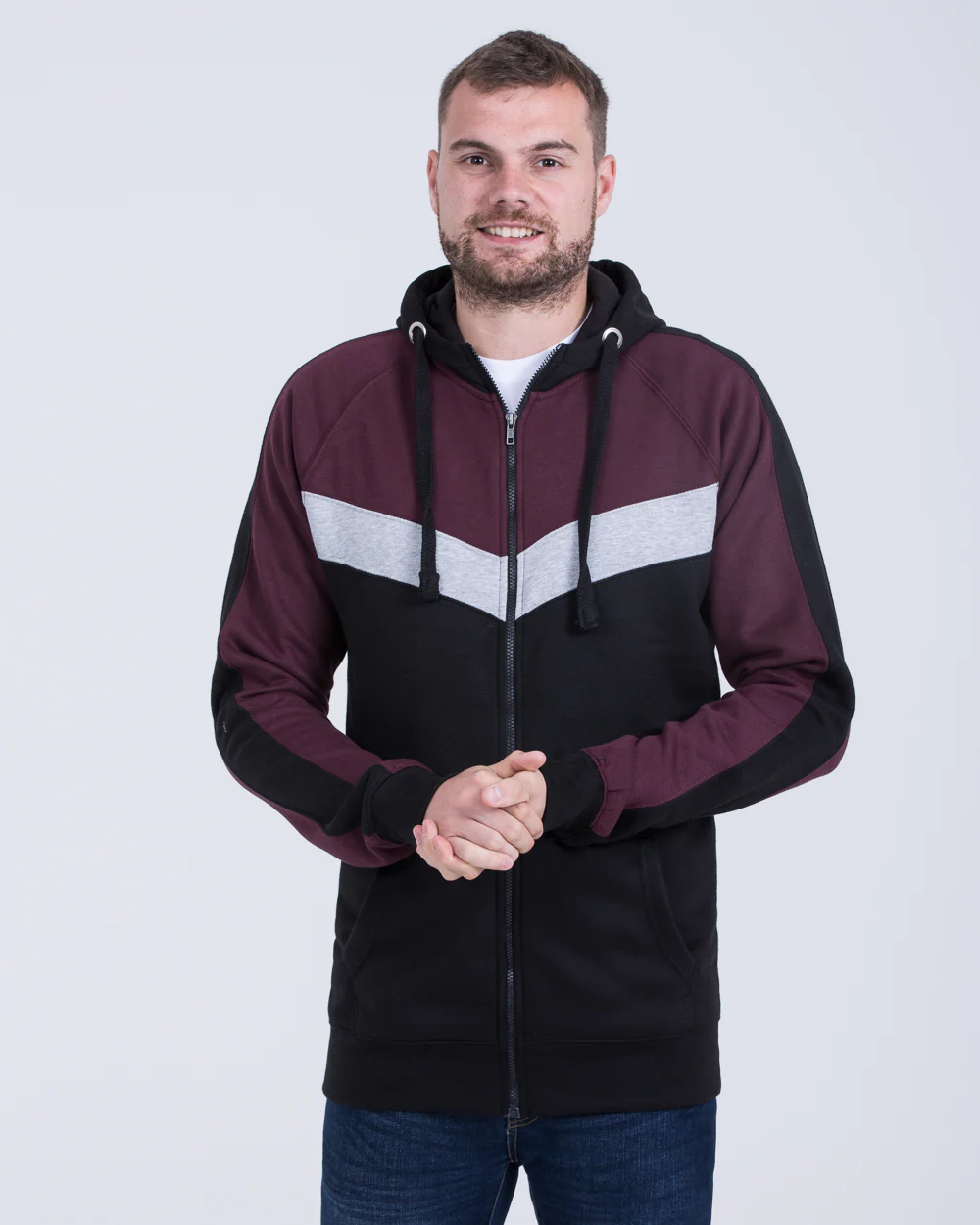 2t Zip Up Tall Chevron Hoodie (burgundy) - Image 4