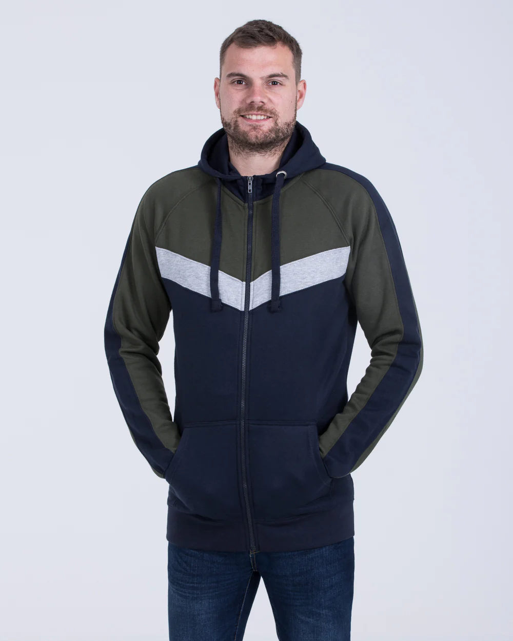 2t Zip Up Tall Chevron Hoodie (khaki) - Image 4