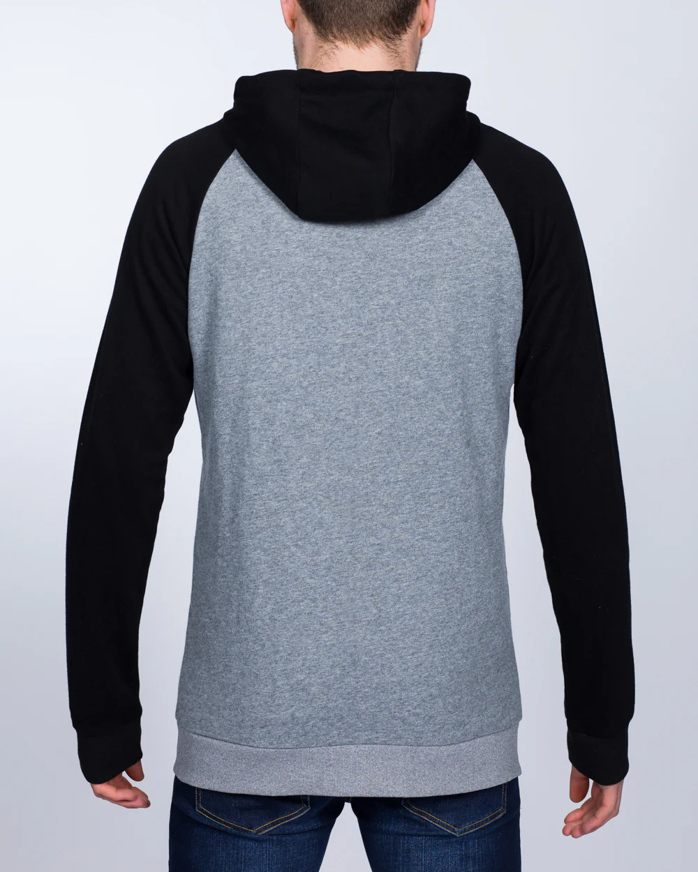 2t Zip Up Tall Riley Raglan Hoodie (charcoal/black) - Image 2