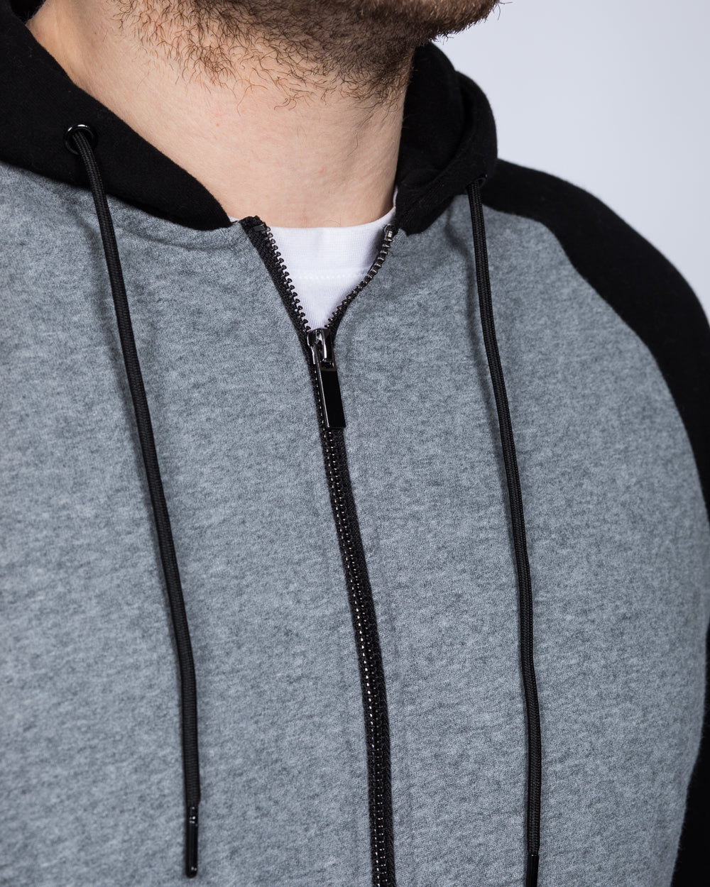 2t Zip Up Tall Riley Raglan Hoodie (charcoal/black) - Image 3