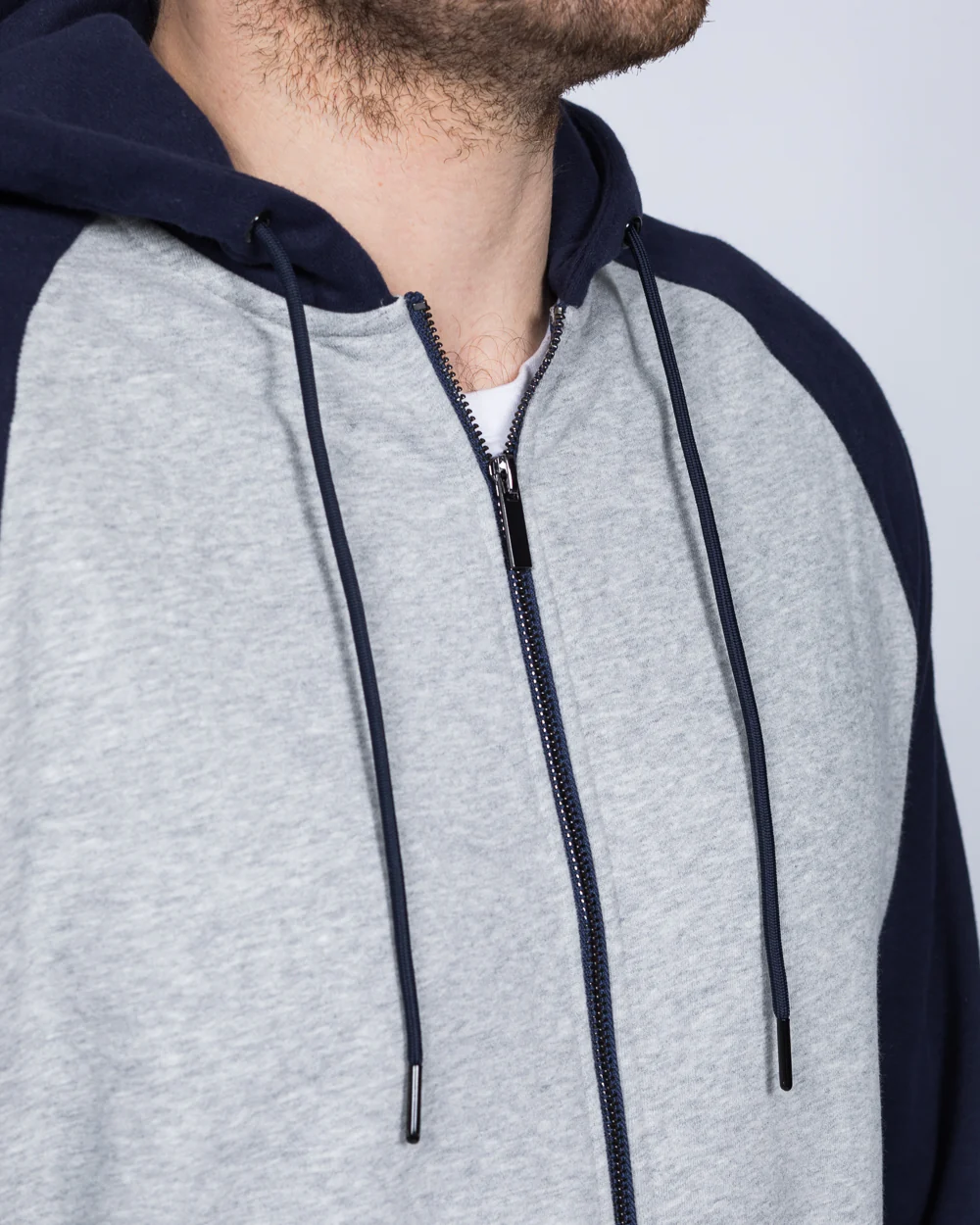 2t Zip Up Tall Riley Raglan Hoodie (navy/grey) - Image 3