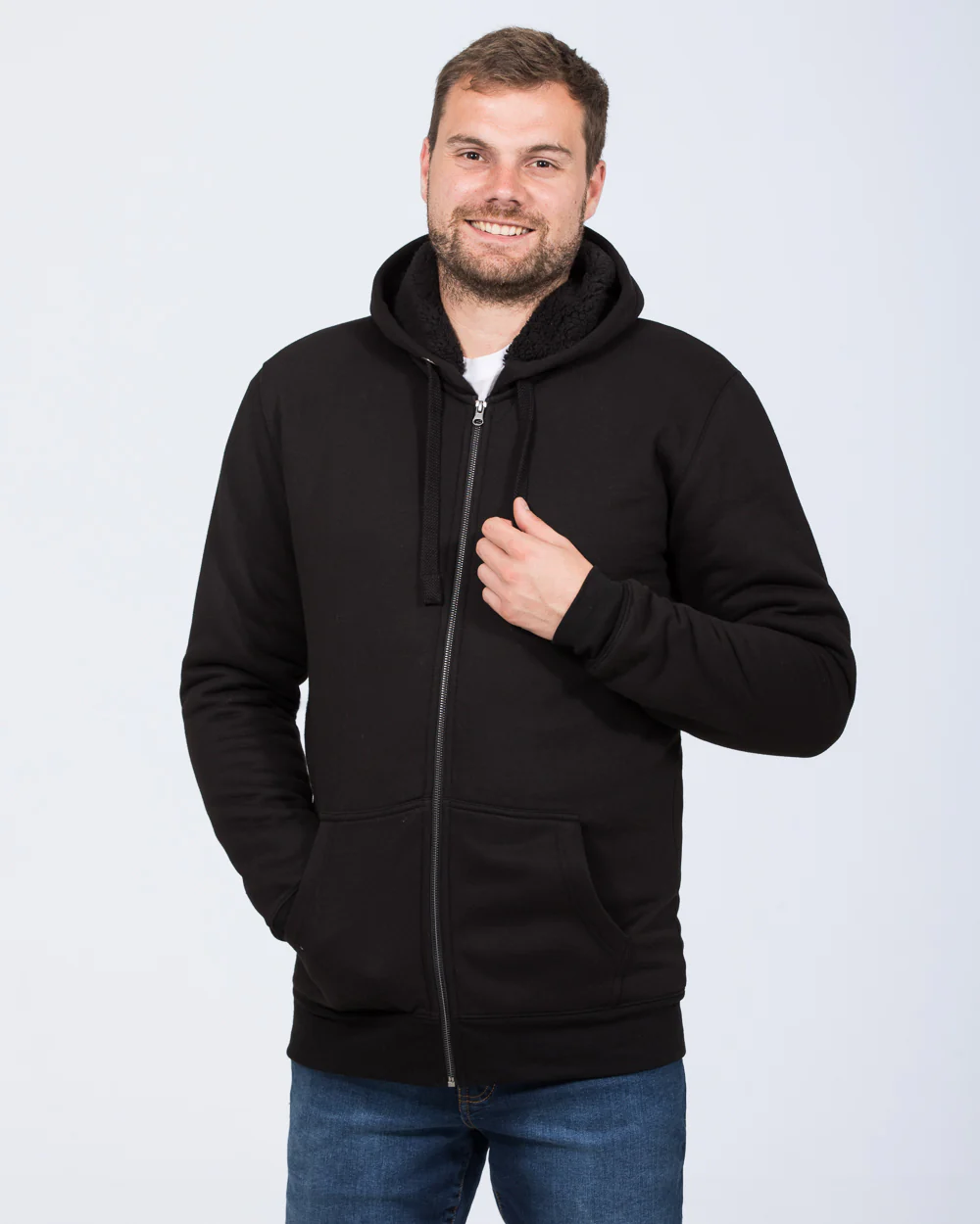 2t Zip Up Tall Sherpa Hoodie (black/black) - Image 6
