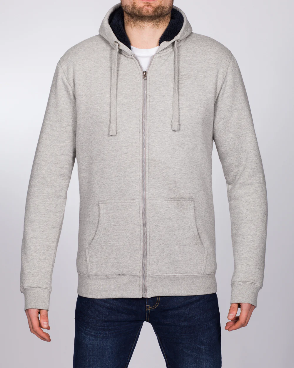 2t Zip Up Tall Sherpa Hoodie (heather grey) - Image 2