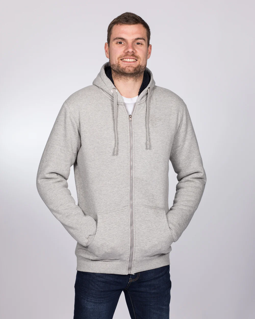 2t Zip Up Tall Sherpa Hoodie (heather grey) - Image 7