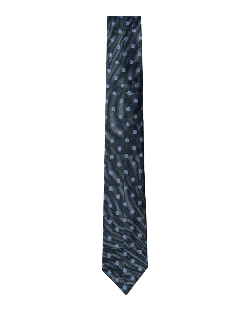 Double Two Extra Long Spotted Tie (mid blue) - Image 2