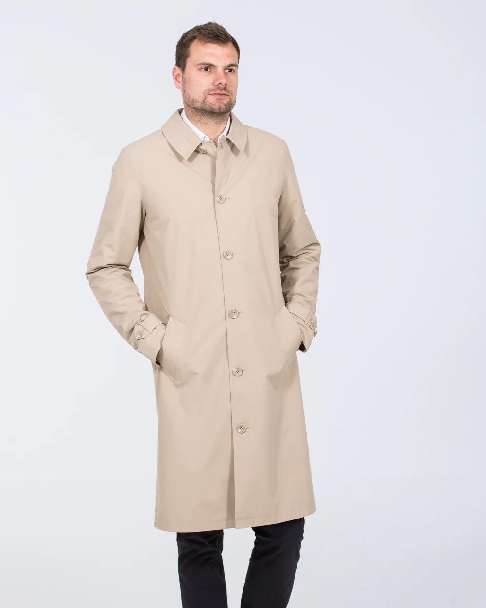 Grey Hawk Felix Tall Showerproof Rain Mac (stone) - Image 5