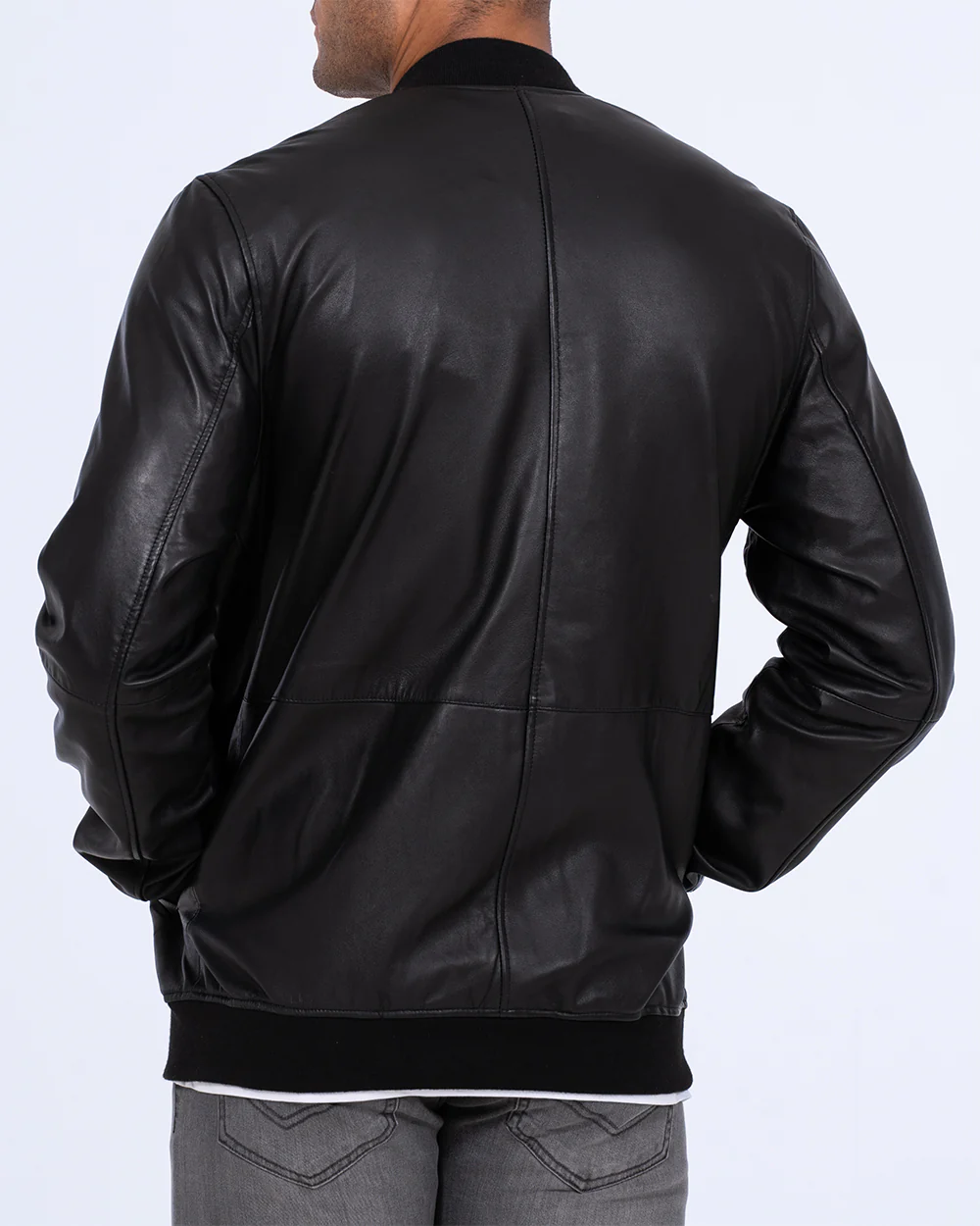 Harry Brown Tall Leather Bomber Jacket (black) - Image 2