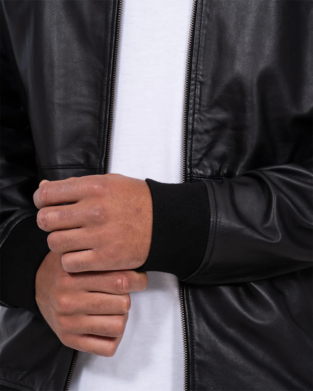Harry Brown Tall Leather Bomber Jacket (black) - Image 5