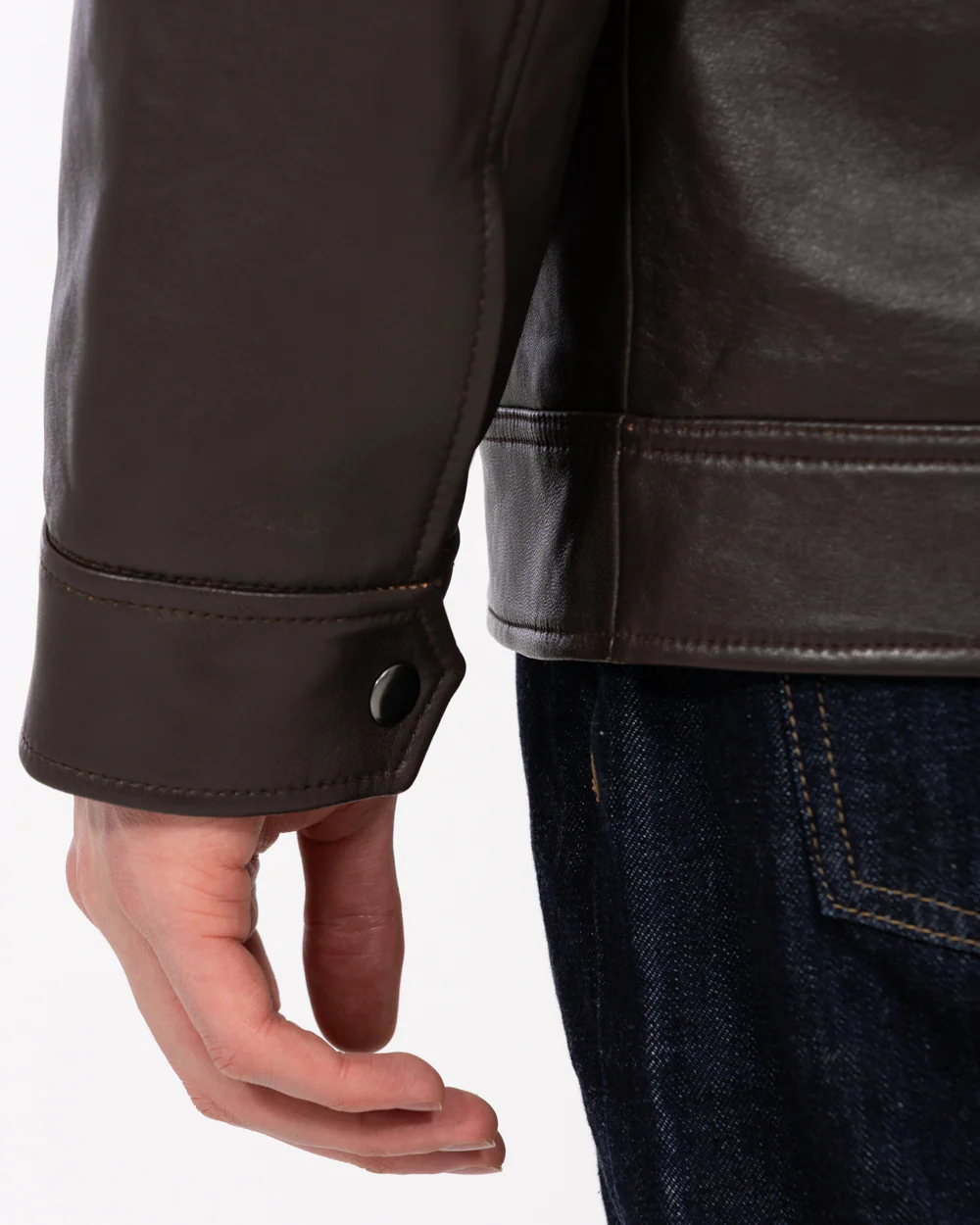 Harry Brown Tall Leather Harrington Jacket (chocolate) - Image 6