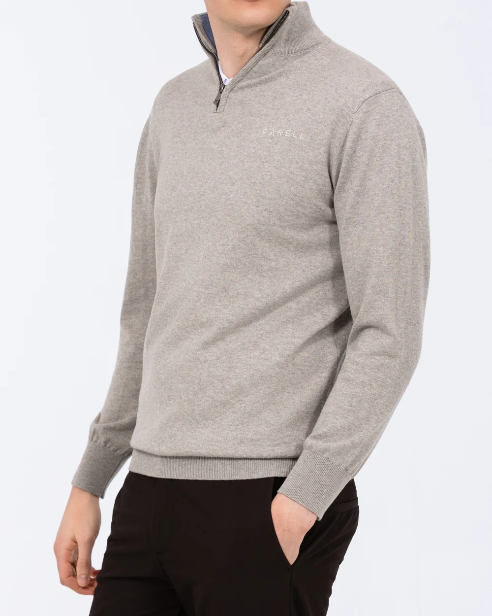 Parell Merino Blend Tall Quarter Zip Golf Jumper (grey melange)