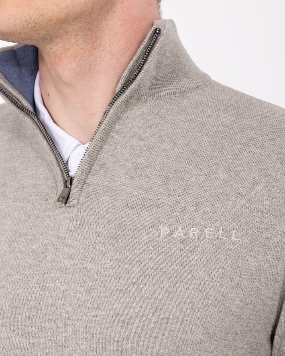 Parell Merino Blend Tall Quarter Zip Golf Jumper (grey melange) - Image 5