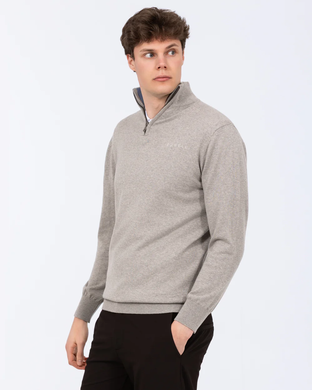 Parell Merino Blend Tall Quarter Zip Golf Jumper (grey melange) - Image 8