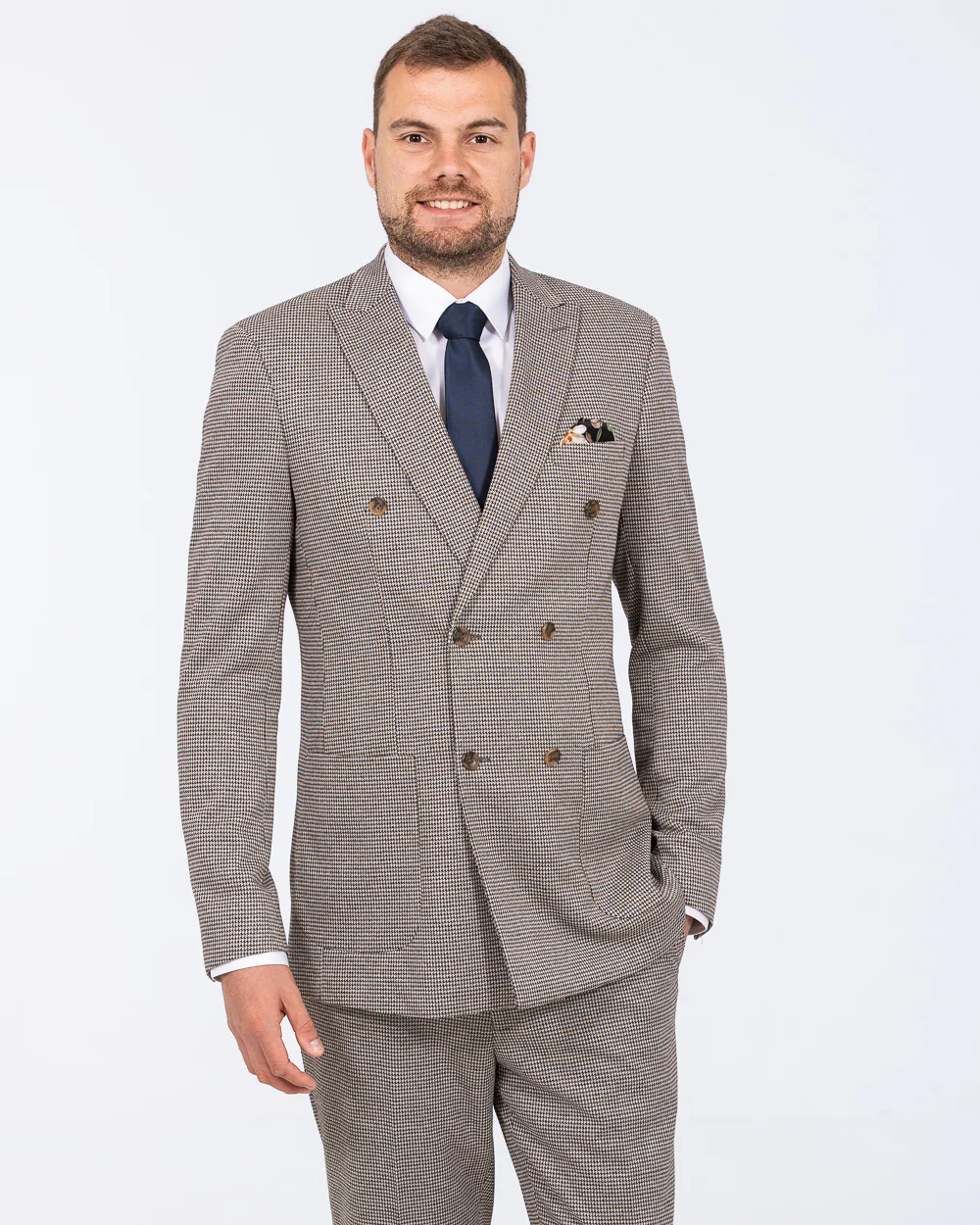 Skopes Cannon Slim Fit Tall DB Suit Jacket (blue/brown) - Image 5