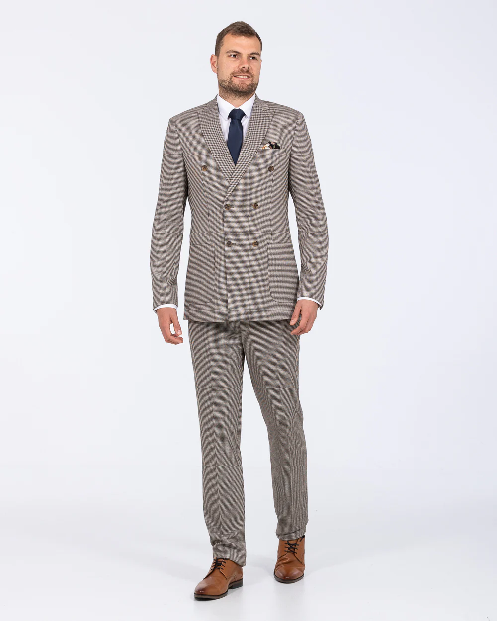 Skopes Cannon Slim Fit Tall Suit Trousers(blue/brown) - Image 5