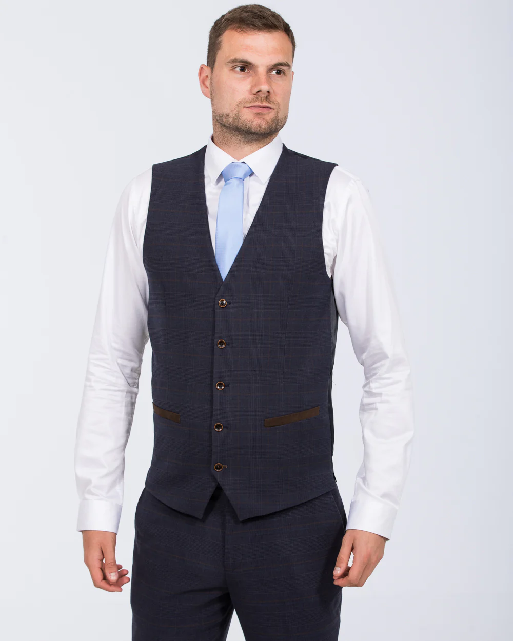 Skopes Guildford Slim Fit Tall Suit Waistcoat (navy check)