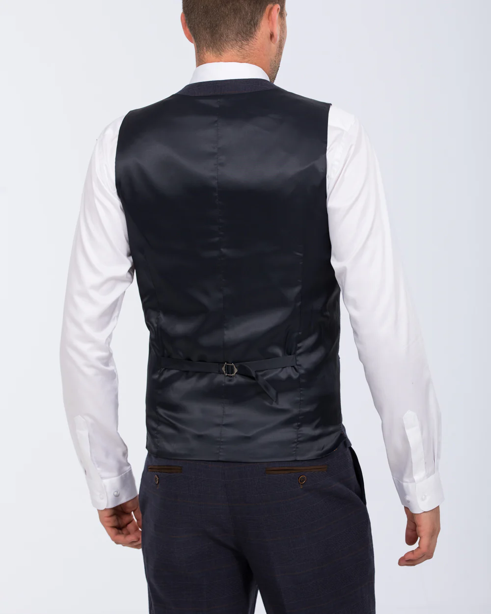 Skopes Guildford Slim Fit Tall Suit Waistcoat (navy check) - Image 2