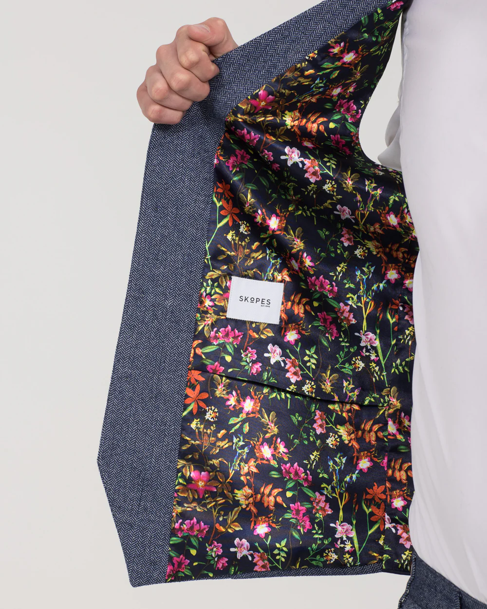 Skopes Jude Slim Fit Tall Suit (blue herringbone) - Image 12