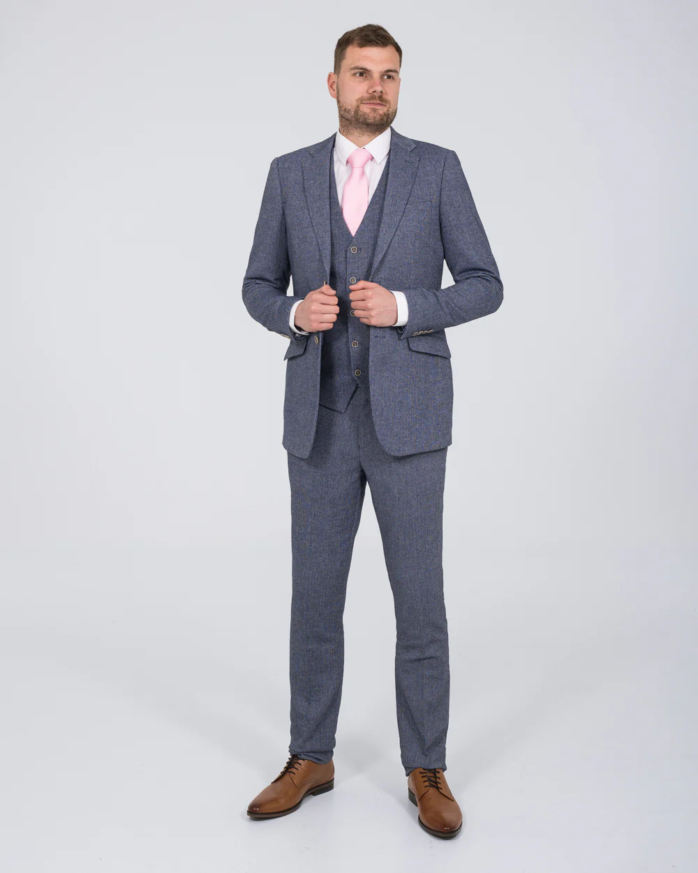 Skopes Jude Slim Fit Tall Suit (blue herringbone) - Image 3