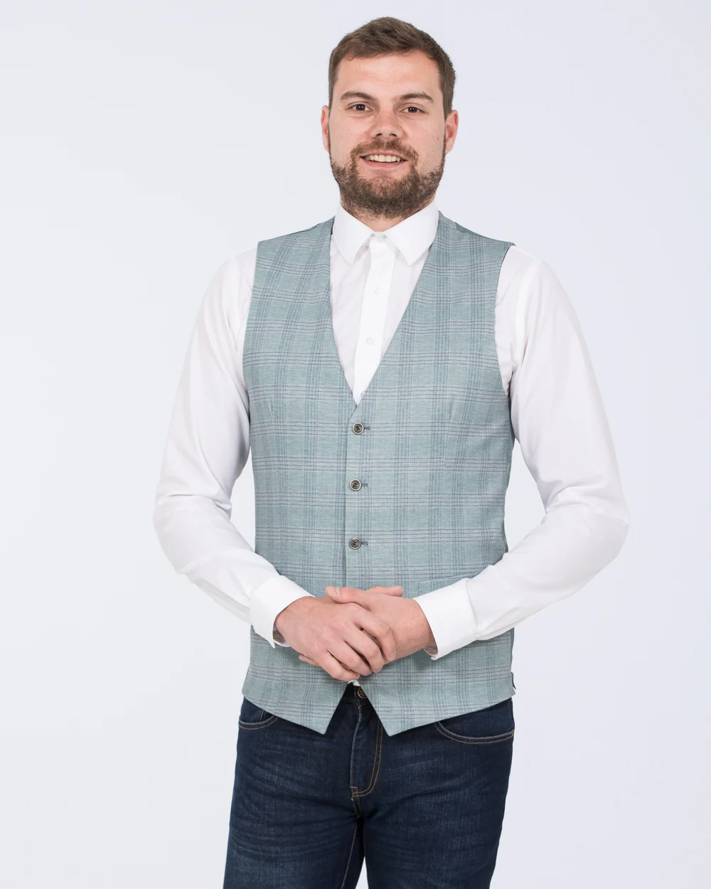Skopes Montalvo Slim Fit Tall Waistcoat (light green check) - Image 4