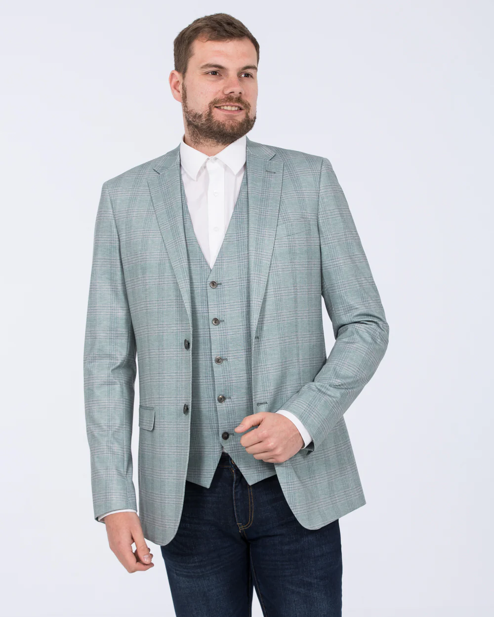 Skopes Montalvo Slim Fit Tall Waistcoat (light green check) - Image 5