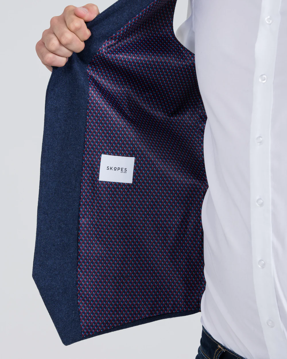 Skopes Ruthin Slim Fit Tall Waistcoat (blue tweed) - Image 3