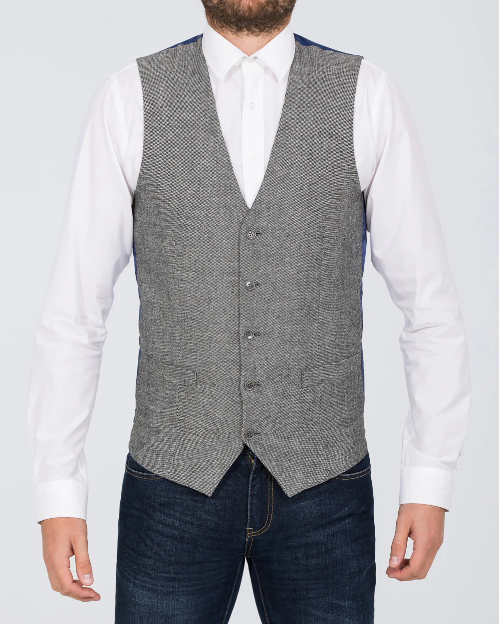 Skopes Ruthin Slim Fit Tall Waistcoat (silver tweed)