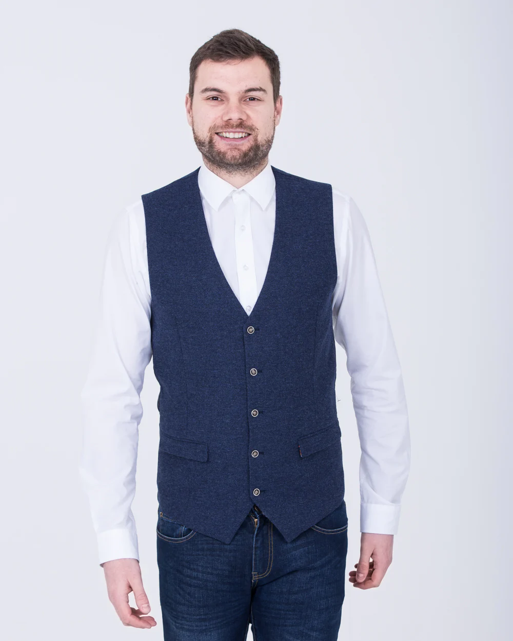 Skopes Slim Fit Tall Jude Waistcoat (navy herringbone) - Image 6