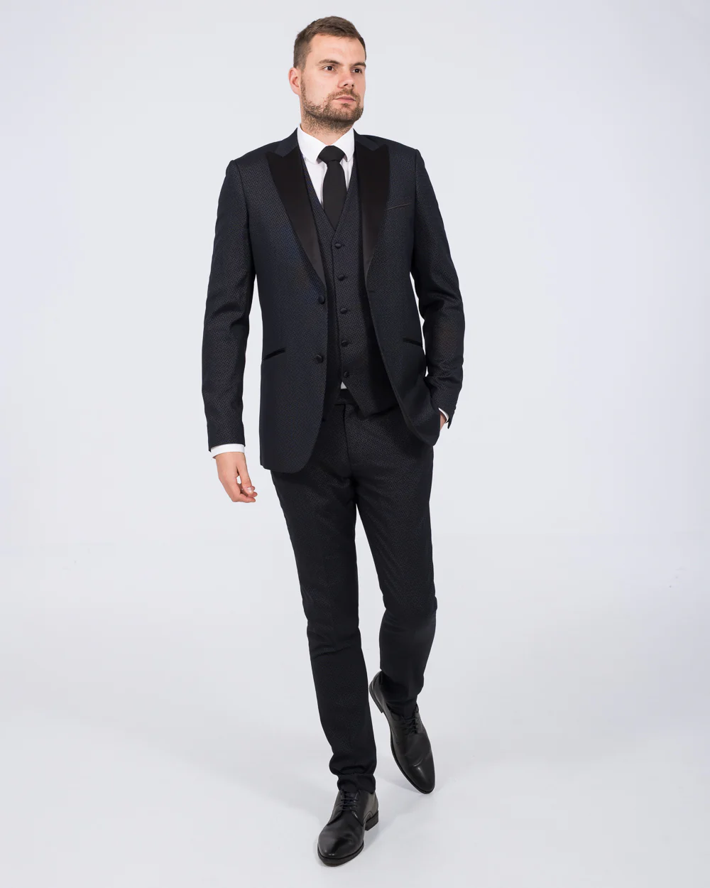 Skopes Slim Fit Tall Mens Dinner Suit (navy diamond) - Image 2