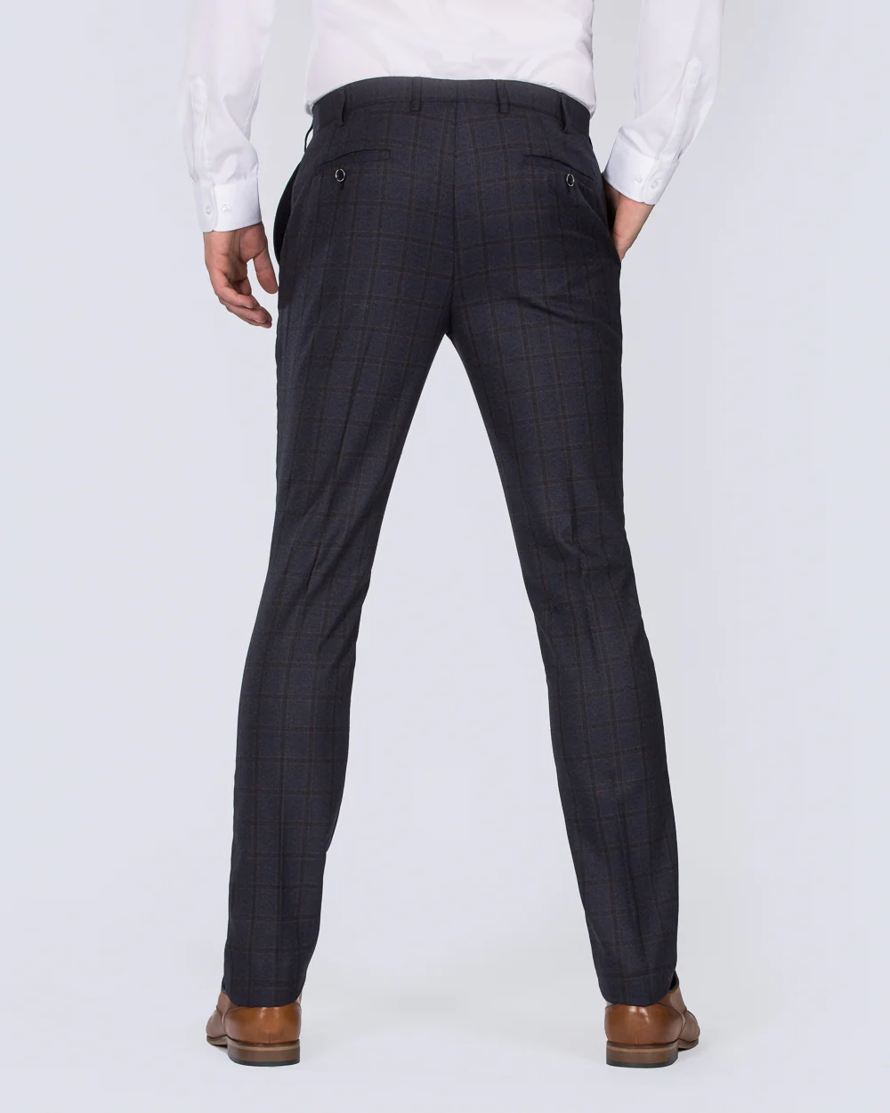 Skopes Slim Fit Tall Suit Trousers (navy/rust check) - Image 2
